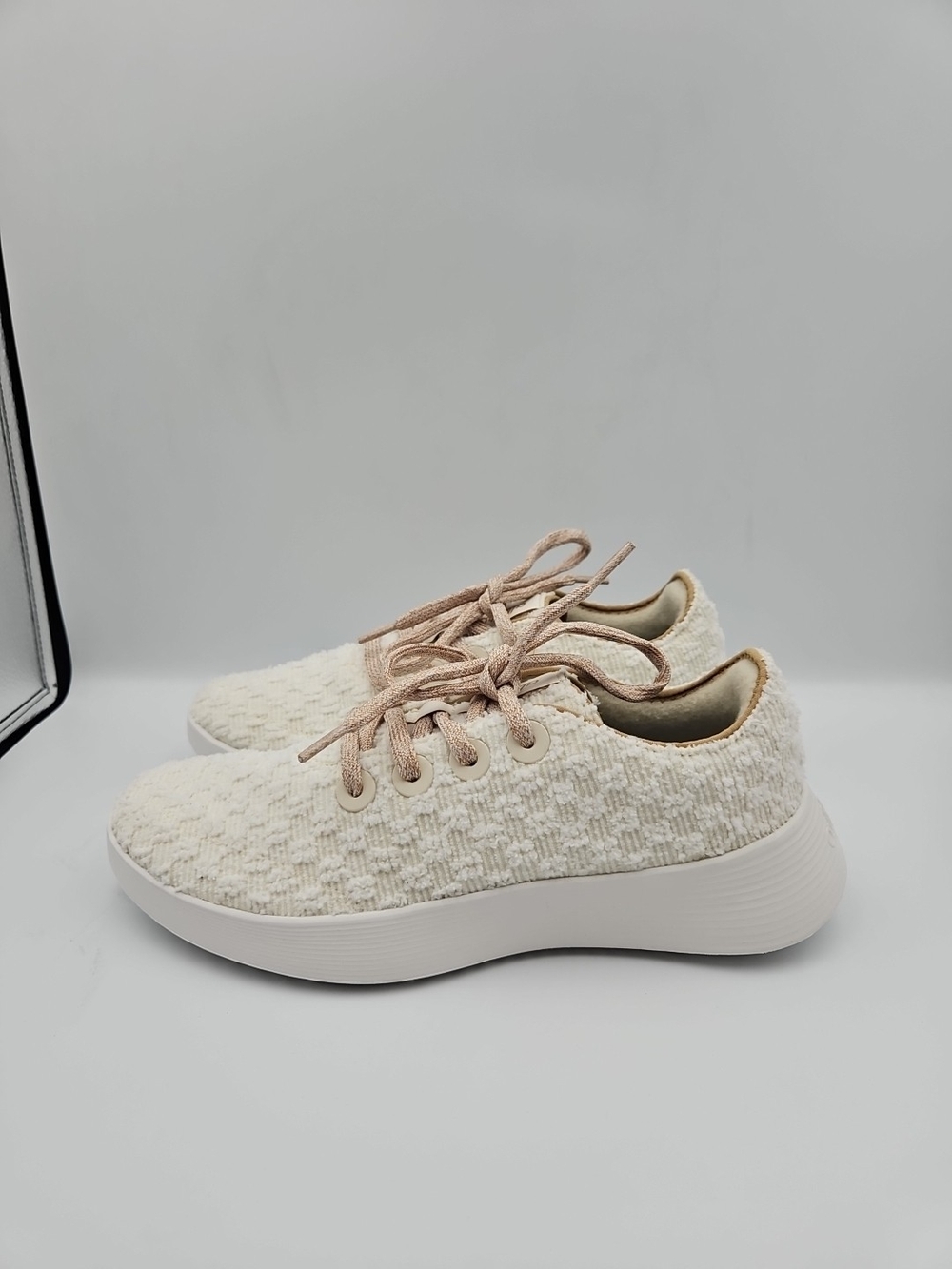 allbirds Women's Cream Knit Sneakers with Light Tan Accents